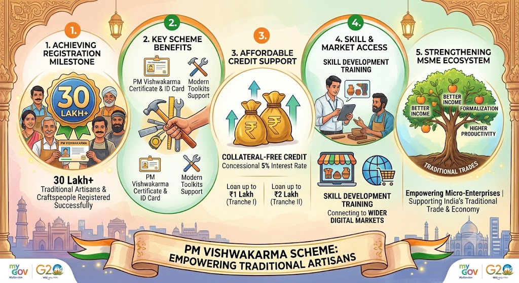 PM Vishwakarma Scheme Reaches 30 Lakh Registrations, Strengthening India’s Traditional Artisan Economy